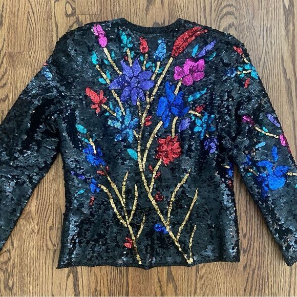 Vintage 1990’s all over sequin trophy jacket fitted waist size S - Picture 2 of 6